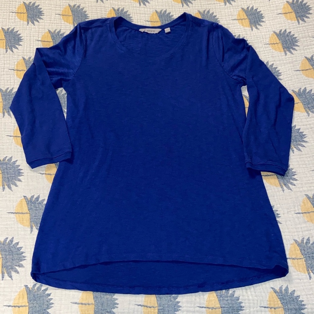 $49 Athleta Asana 3/4 Sleeve Top in sapphire blue